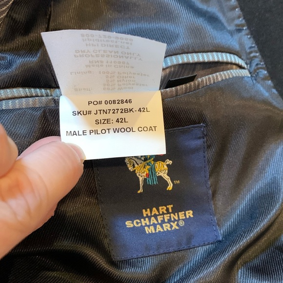 Hart Schaffner Marx Male Pilot Wool Blend Trenchcoat Overcoat, Black, Size 42L - Picture 15 of 16